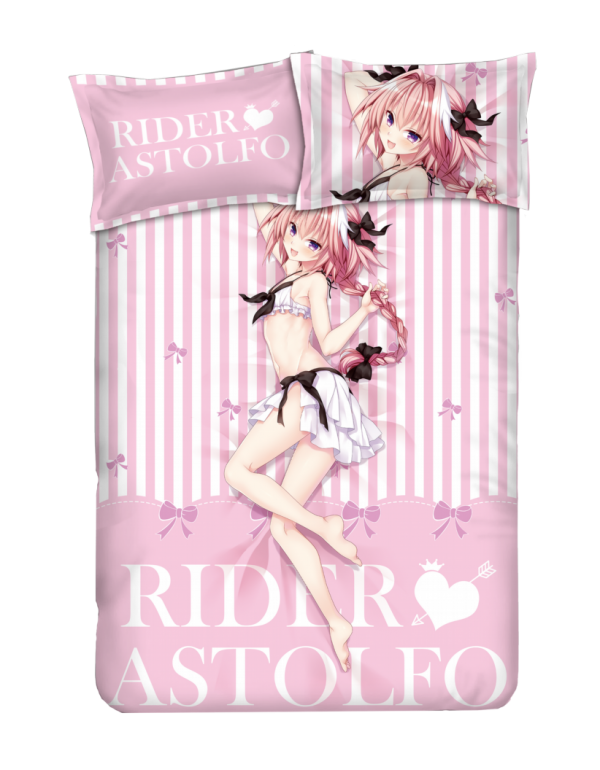 Astolfo - Fate pink Anime Bed Sheet Duvet Cover with Kissenbezüge