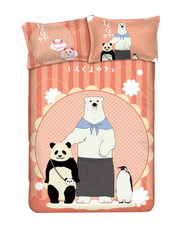 Panda - Shirokuma Cafe-Anime 4 Pieces Bedding Sets,Bed Sheet Duvet Cover with Kissenbezüge