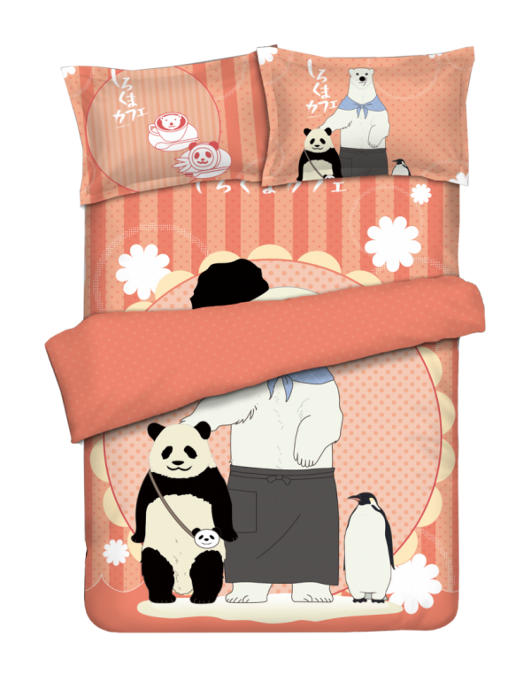 Panda - Shirokuma Cafe-Anime 4 Pieces Bedding Sets,Bed Sheet Duvet Cover with Kissenbezüge