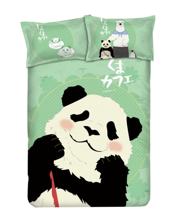 Panda - Shirokuma CafeGreen Anime Bed Sheet Duvet Cover with Kissenbezüge