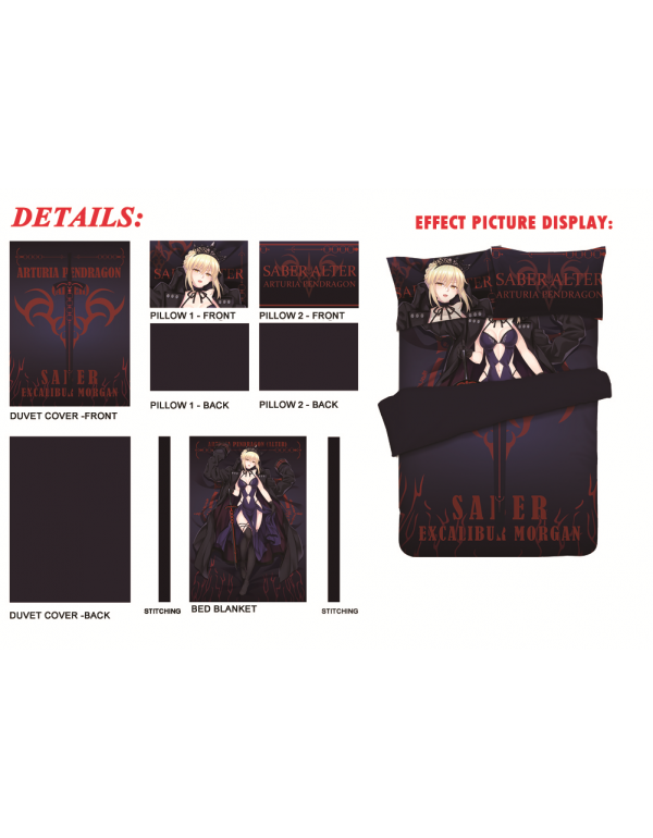 Saber-fate Anime Bedding Sets,Bed Blanket & Duvet Cover,Bed Sheet with Kissenbezüge