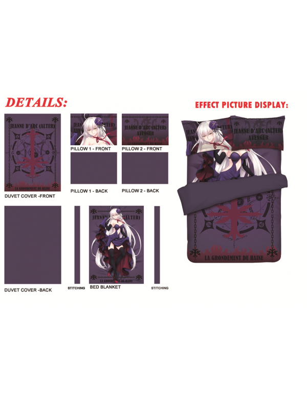 Jeanne d'Arc - Fate Grand Order 4 Pieces Bedding Sets,Bed Sheet Duvet Cover with Kissenbezüge