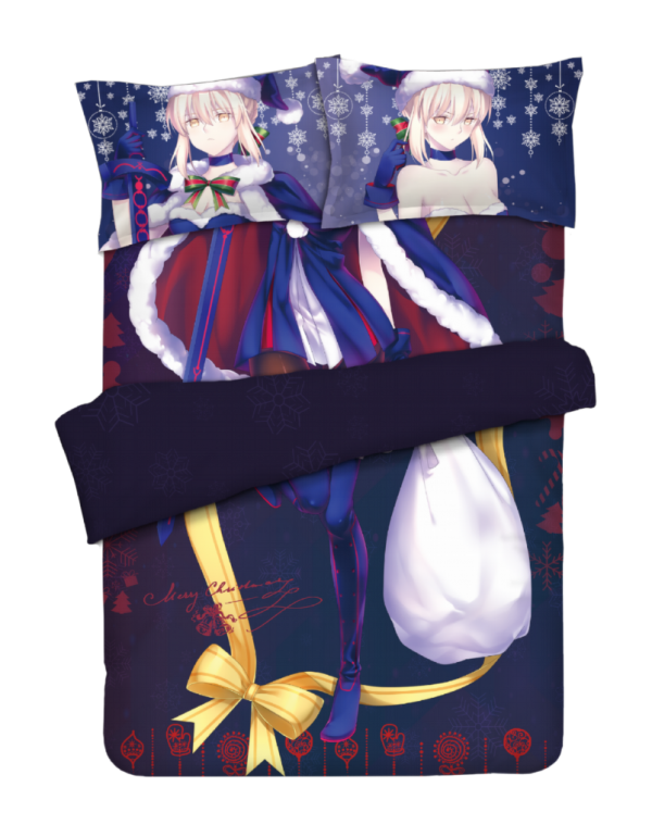 Saber Anime 4 Pieces Bedding Sets,Bed Sheet Duvet Cover with Kissenbezüge