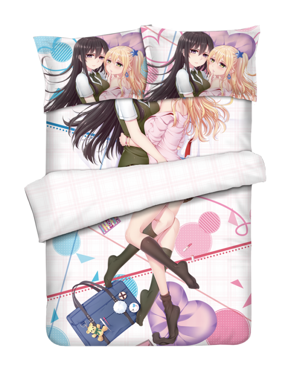 Mei Aihara and Yuzu Aihara - Citrus Anime 4 Pieces Bedding Sets,Bed Sheet Duvet Cover with Kissenbezüge