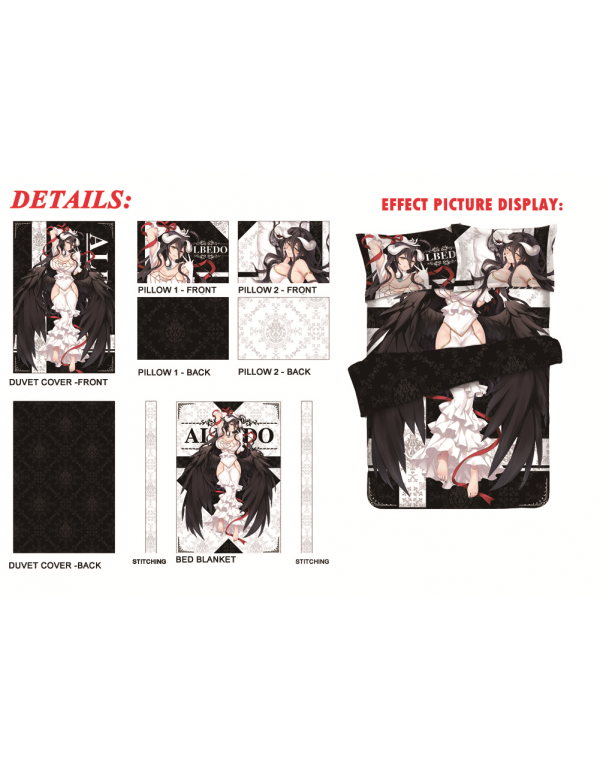 Albedo-Overlord Japanese Anime Bed Blanket Duvet Cover with Kissenbezüge