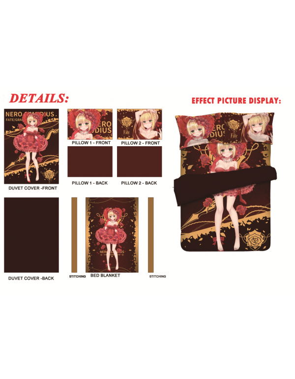 Nero Claudius Caesar Augustus Germanicus-Fate EXTRA Anime Bed Sheet Duvet Cover with Kissenbezüge