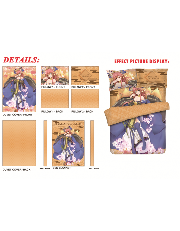 Tamamo no Mae - Fate Anime 4 Pieces Bedding Sets,Bed Sheet Duvet Cover with Kissenbezüge