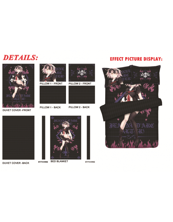 Jeanne d'Arc-Fate Grand order Anime 4 Pieces Bedding Sets,Bed Sheet Duvet Cover with Kissenbezüge