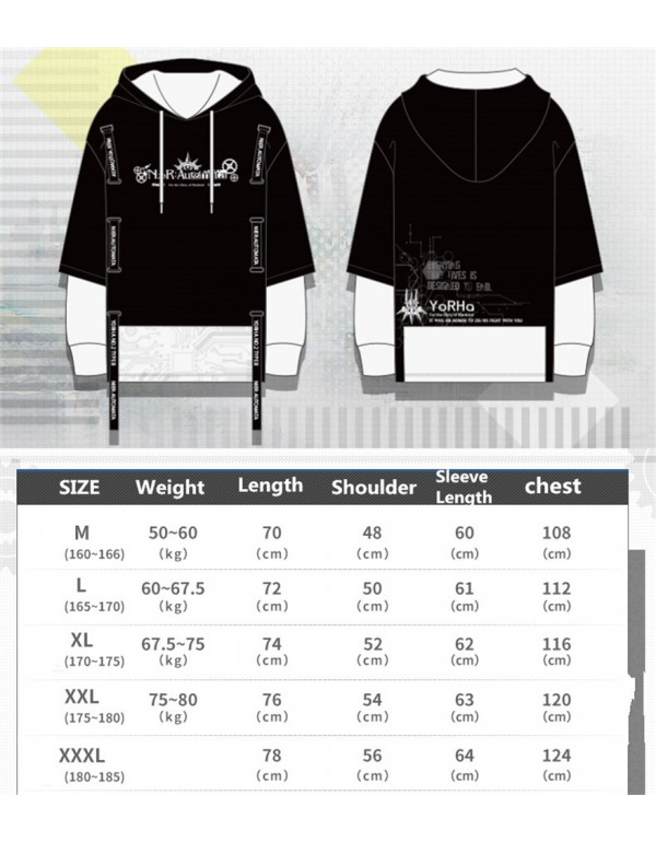 Unisex NieR Automata Anime Hoodies Sweatshirts Cosplay Costume for men/women