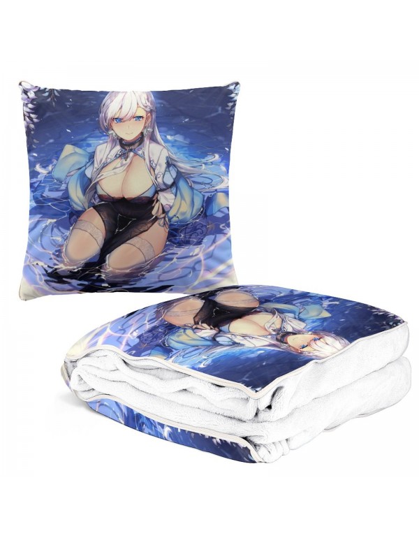 Mode Anime Kissen Decke 2 In 1 Azur Lane Belfast 38x38cm(150x180cm)