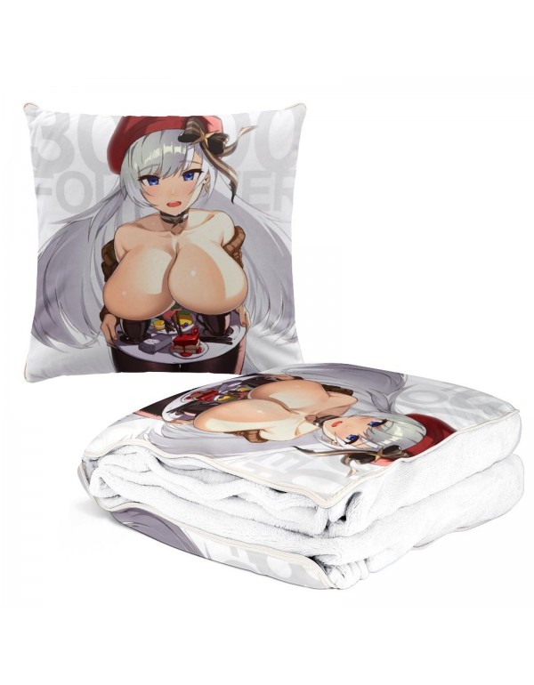 Billig Anime Kissen Decke 2 In 1 Azur Lane Belfast 38x38cm(150x180cm)