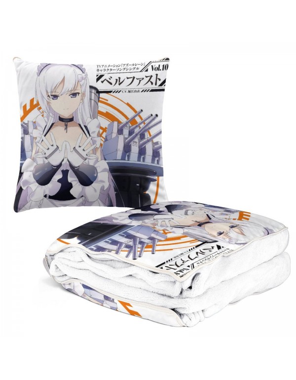 Lustig Anime Kissen Decke 2 In 1 Azur Lane Belfast 38x38cm(150x180cm)