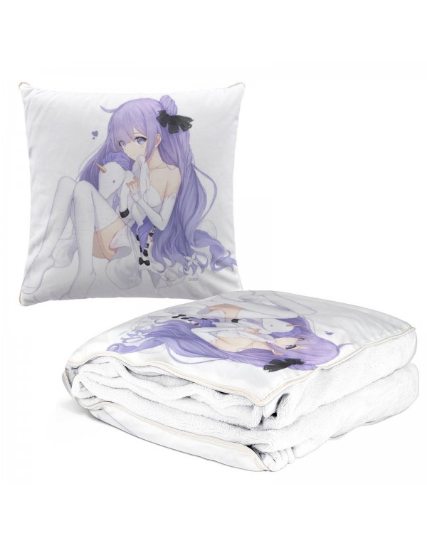 Speziell Anime Kissen Decke 2 In 1 Azur Lane Unicorn 38x38cm(150x180cm)