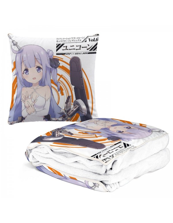 Schlussverkauf Anime Kissen Decke 2 In 1 Azur Lane Unicorn 38x38cm(150x180cm)