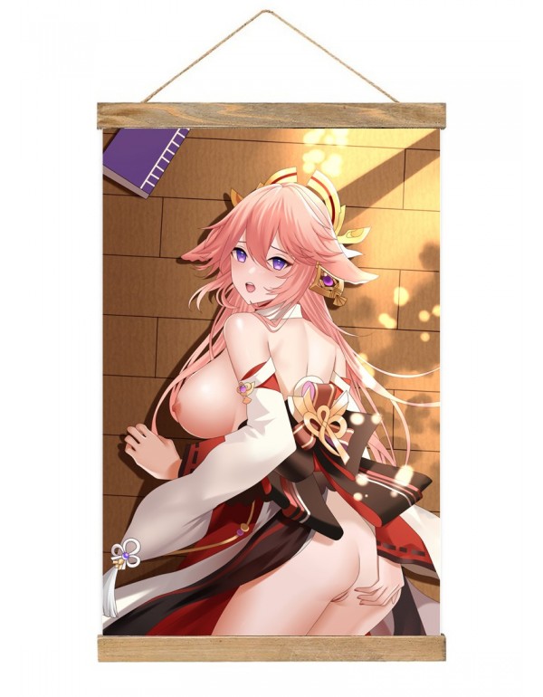 Klopfen Japanese Wall Banner Genshin Impact Yae Miko Anime Wall Scroll Posters 40x60cm(23.6x15.7in)