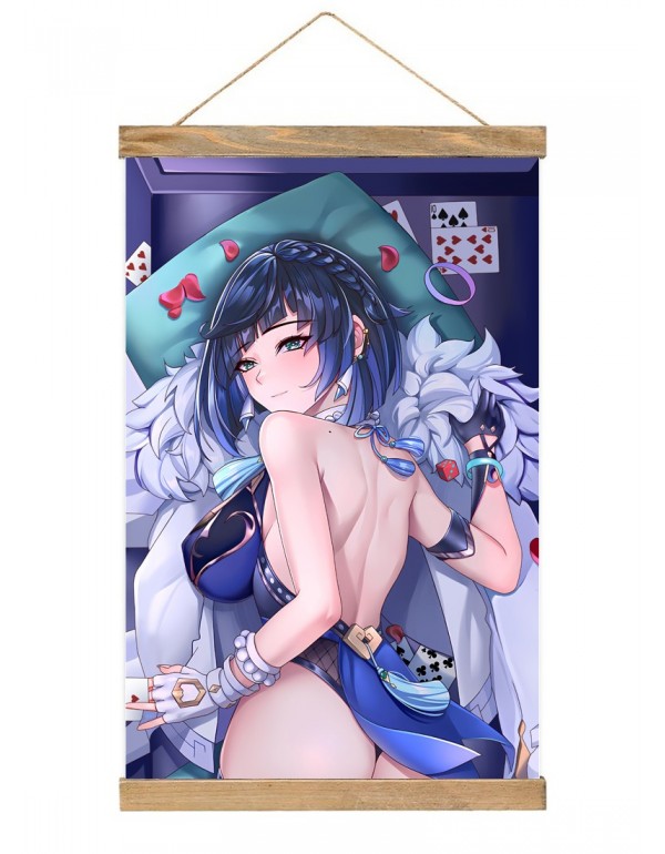 Billig Japanese Wall Banner Genshin Impact Yelan Anime Wall Scroll Posters 40x60cm(23.6x15.7in)