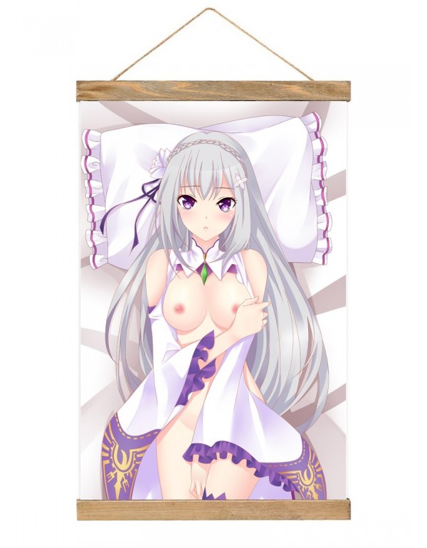 Lustig Japanese Wall Banner Rezero Emilia Anime Wall Scroll Posters 40x60cm(23.6x15.7in)